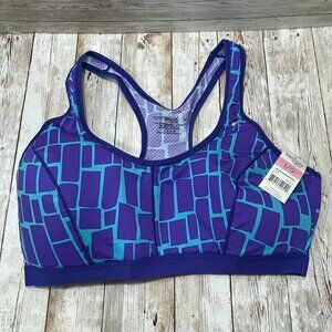 DANSKIN NOW Women's L Purple Blue Racerback Foam Wireless Sports Bra NWT NEW